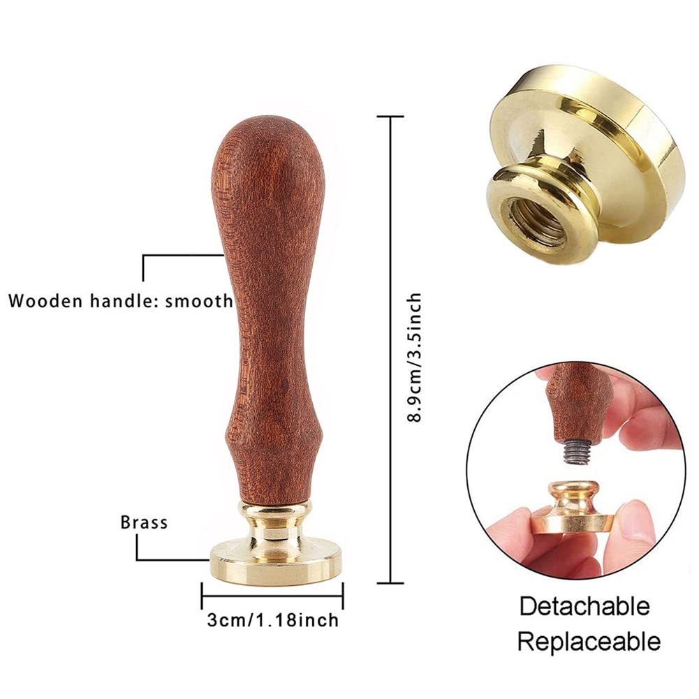 CRASPIRE Sello de cera para violín, sello de cera de 1.181 in, retro, vintage, extraíble, latón, cabeza con mango de madera, para invitaciones de