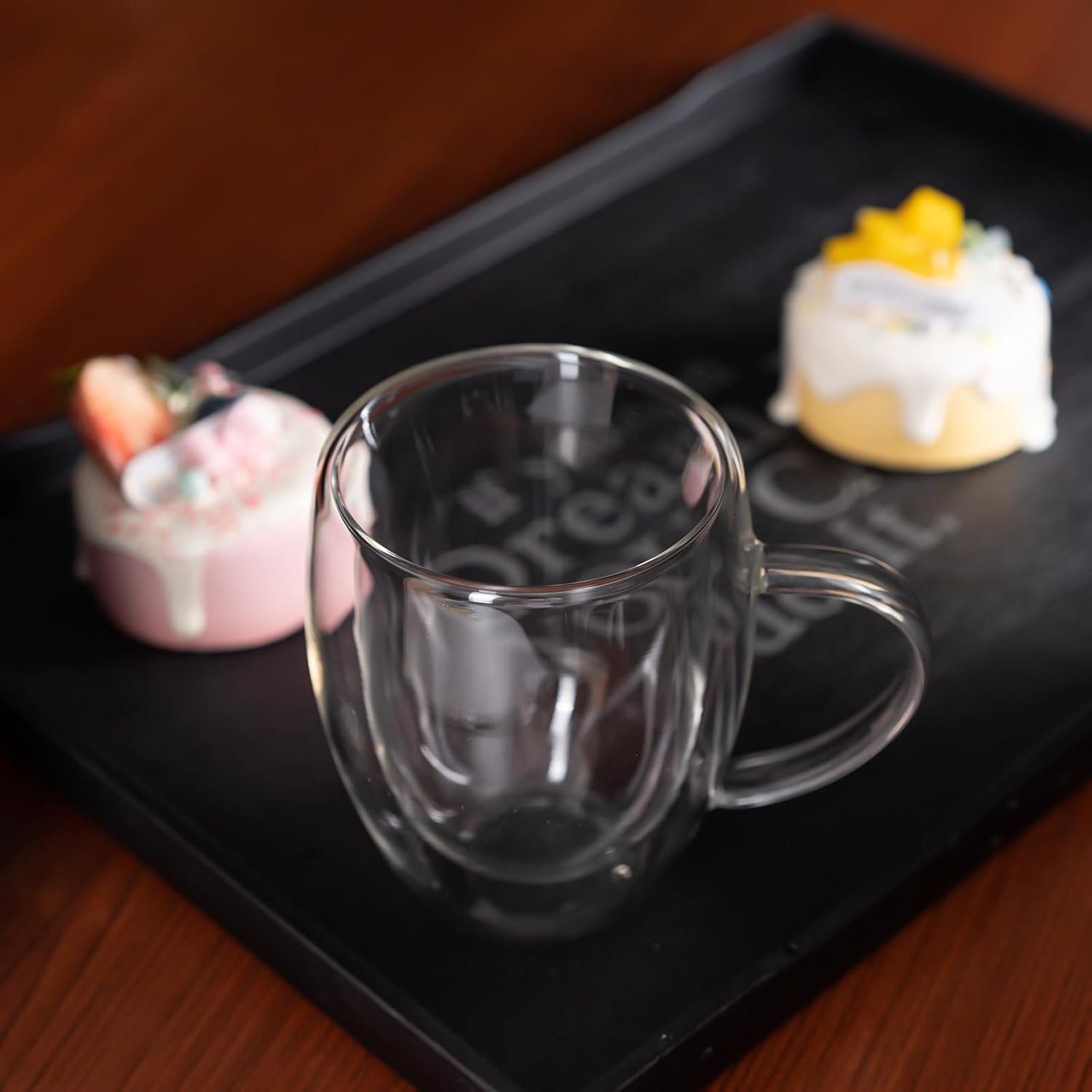 Paquete de 1 taza de café de vidrio de doble pared de 12 onzas con asa, tazas de café de capa aislada, tazas de vidrio de borosilicato transparente,