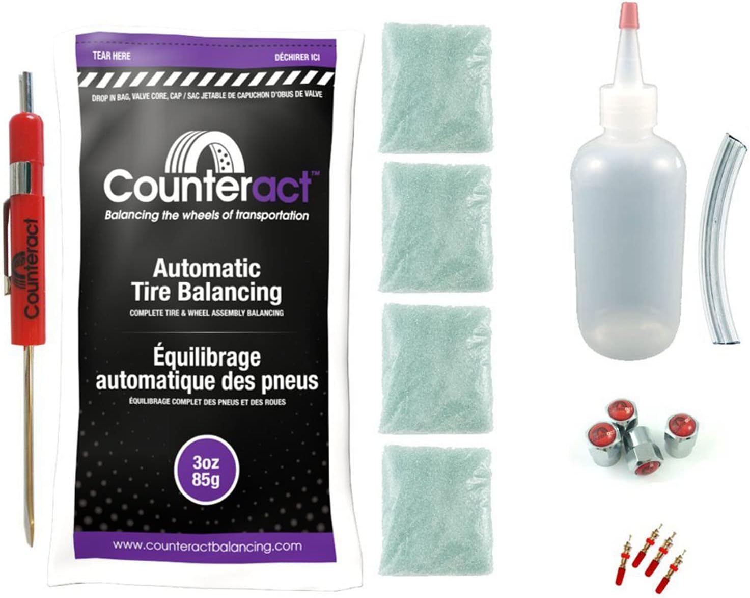Counteract DIYK-3 – Kit de cuentas de equilibrio de neumáticos y ruedas, neumáticos ligeros para camiones, (4) bolsas de cuentas de bricolaje de 3