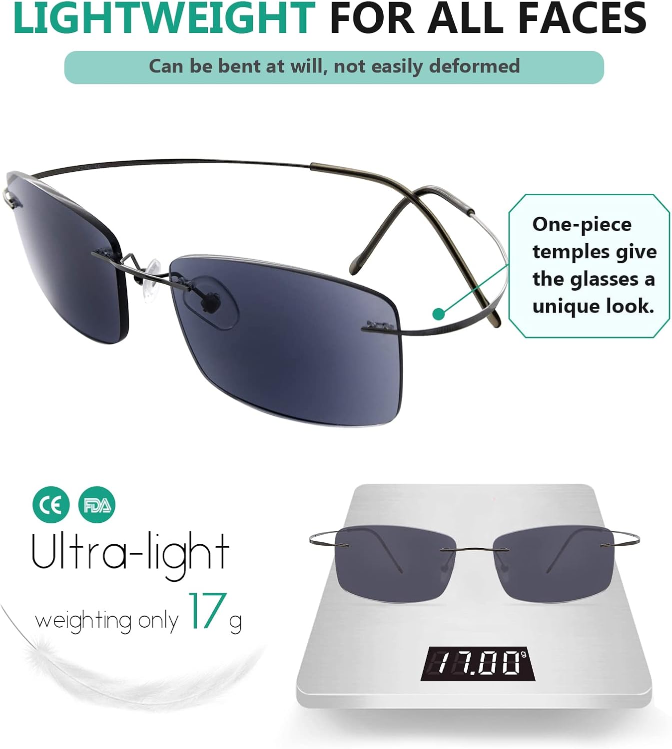 Gafas de lectura sin marco Eyekepper, en titanio, para lectores hombres y mujeres, 1