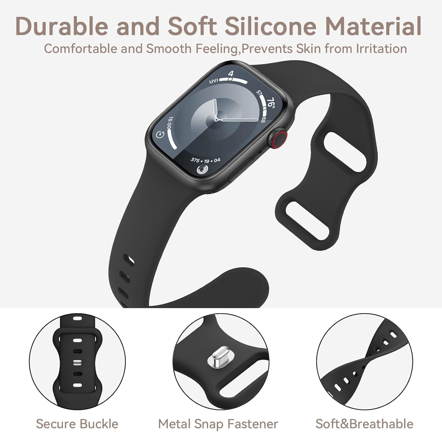 Paquete de 6 correas deportivas compatibles con Apple Watch de 1.575 pulgadas, 1.496 pulgadas, 1.614 pulgadas, 1.654 pulgadas, 1.732 pulgadas, 1.772