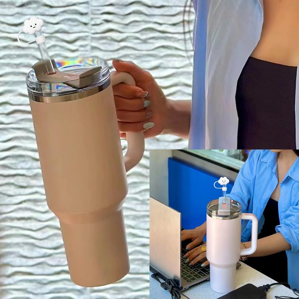 Stanley – Tapas de paja de 0.394 pulgadas con popotes para vasos Stanley de silicona de grado alimenticio de 30 y 40 onzas, a prueba de polvo y