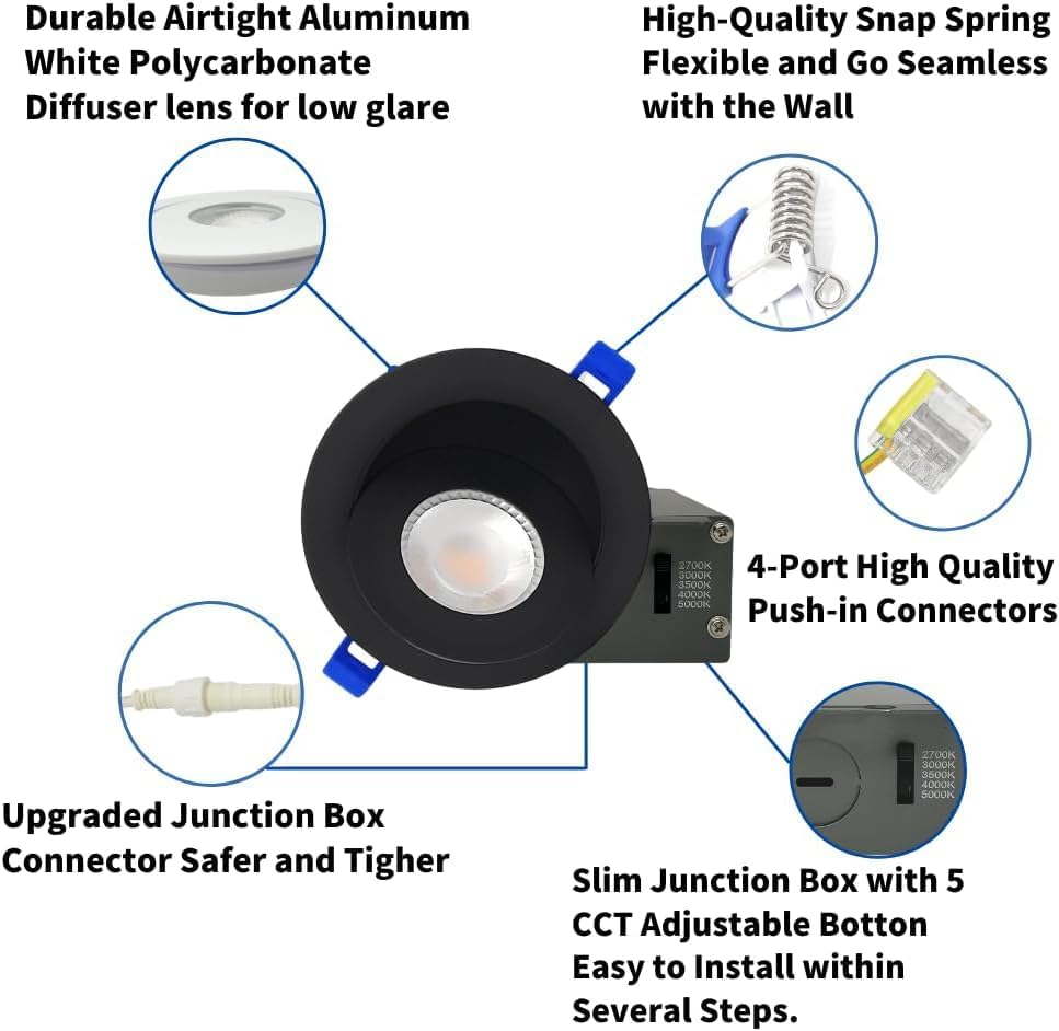 RENO SUPPLIES RS 3.5 pulgadas, 5CCT – Gimbal de globo ocular cambiable de color, luz empotrable, 9W, 700LM, regulable,