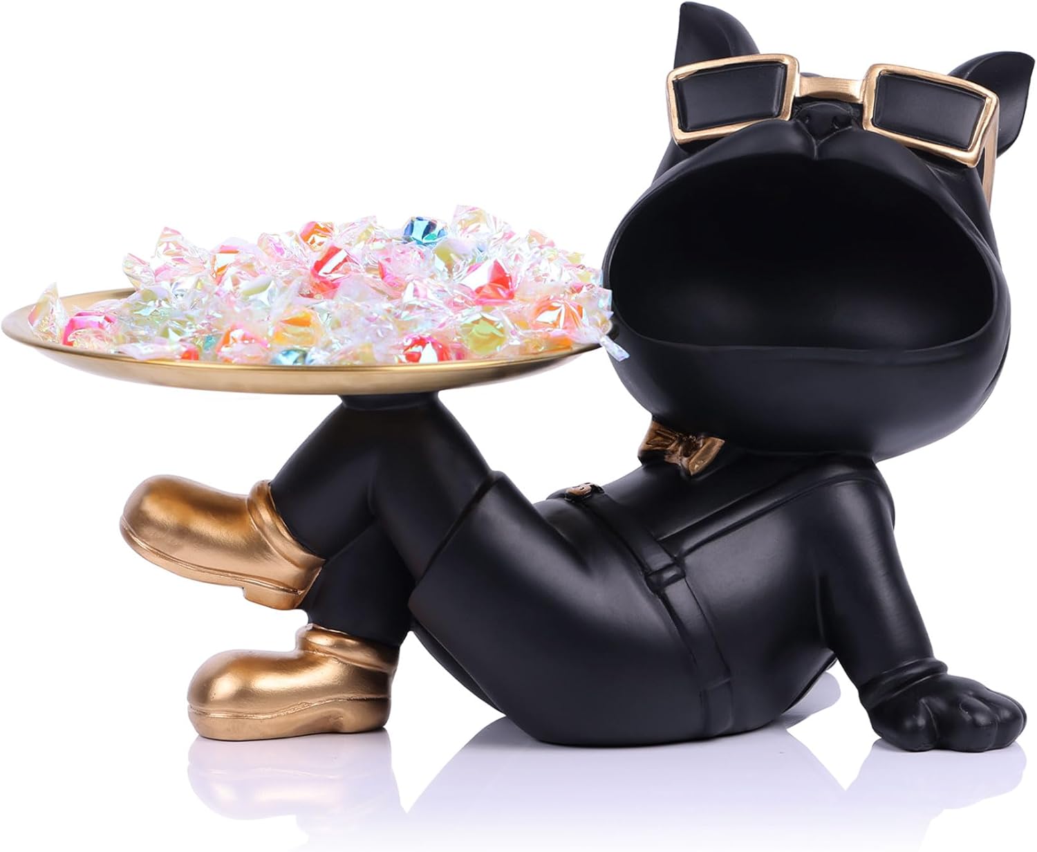 Bandeja de bulldog francés negro  Tazón de caramelo y soporte para llaves, bandeja de almacenamiento de joyas  Ideal para decoración moderna del