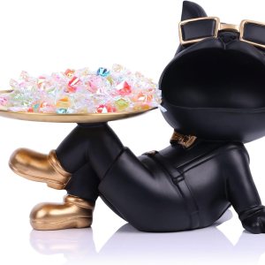 Bandeja de bulldog francés negro  Tazón de caramelo y soporte para llaves, bandeja de almacenamiento de joyas  Ideal para decoración moderna del Bandeja de bulldog francés negro  Tazón de caramelo y soporte para llaves, bandeja de almacenamiento de joyas  Ideal para decoración moderna del