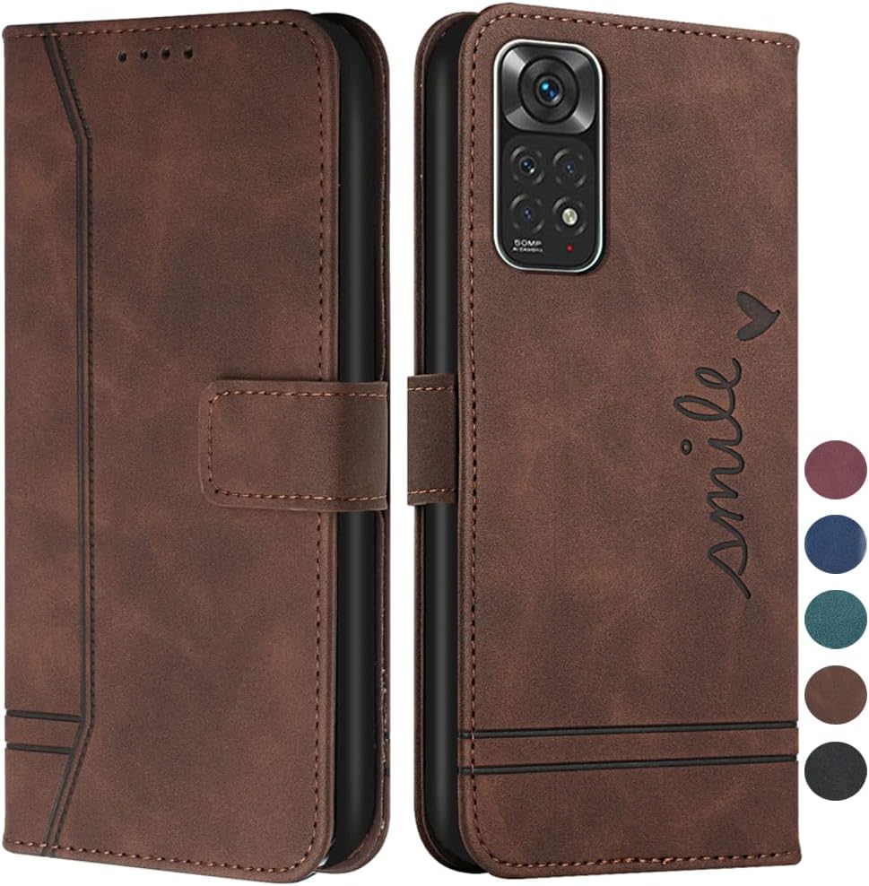Funda tipo cartera para Xiaomi Redmi Note 11, Redmi Note 11 Funda con tarjetero Funda de cuero con función atril Protección completa magnética