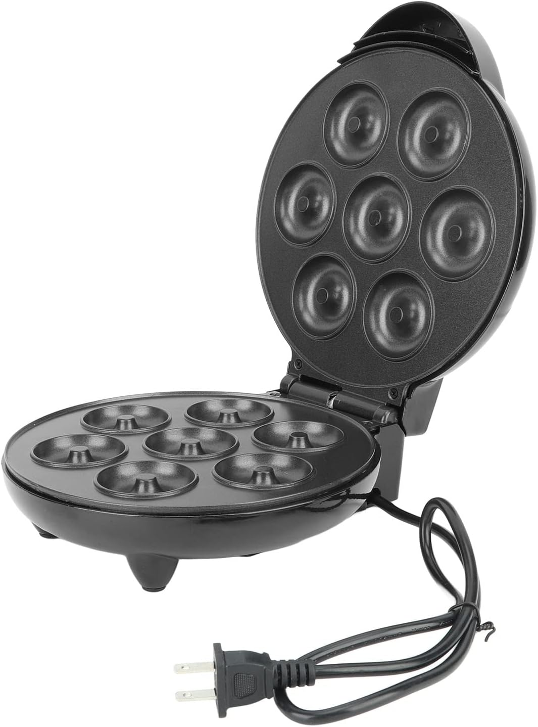 Máquina para hacer donas, mini máquina de donas de 1000 W de doble cara con superficie antiadherente para desayunos, aperitivos, postres y más, hace
