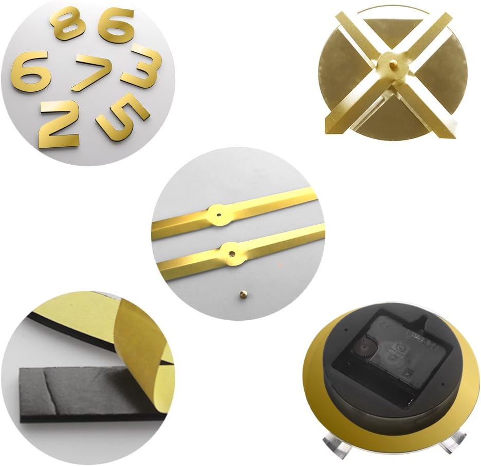 DIY Barbería Reloj de pared gigante con efecto espejo Barbería Toolkits Decorativo sin marco Reloj Peluquero Peluquero Arte de pared (dorado)