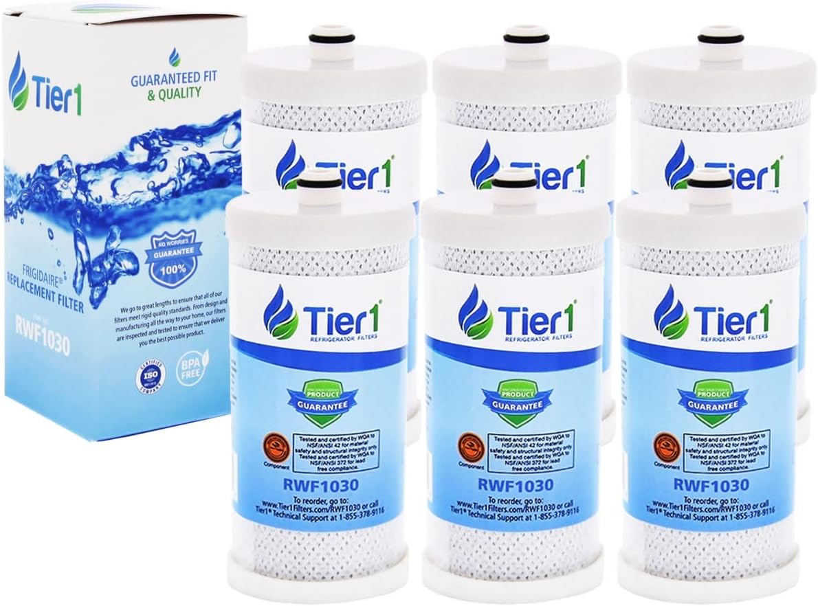 Tier1 WF1CB – Filtro de agua para refrigerador, paquete de 6 unidades, repuesto para Frigidaire PureSource WFCB, RG100, WF284, NGRG-2000, Kenmore