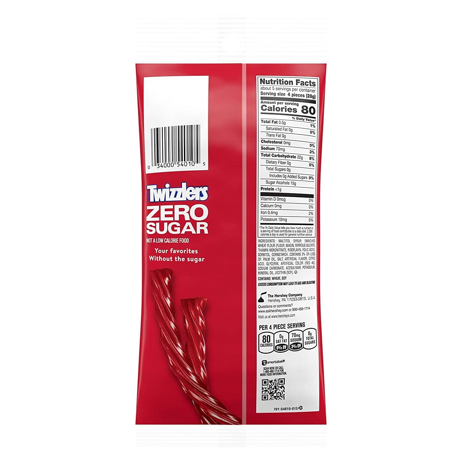 Twizzlers Zero Sugar – Paquete de 2 bolsas de 5 onzas – Delicioso sabor Twizzler sin azúcar – Kosher – Divertido y delicioso aperitivo!