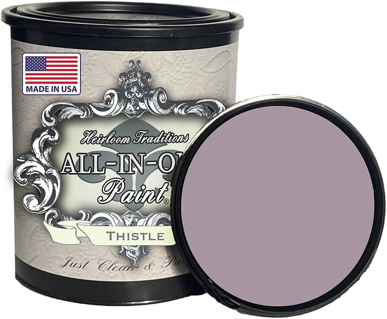 Pintura ALL-IN-ONE, Thistle (morado grisáceo), cuarto de galón de 32 onzas líquidas Pintura duradera para alacenas y muebles Imprimante y capa