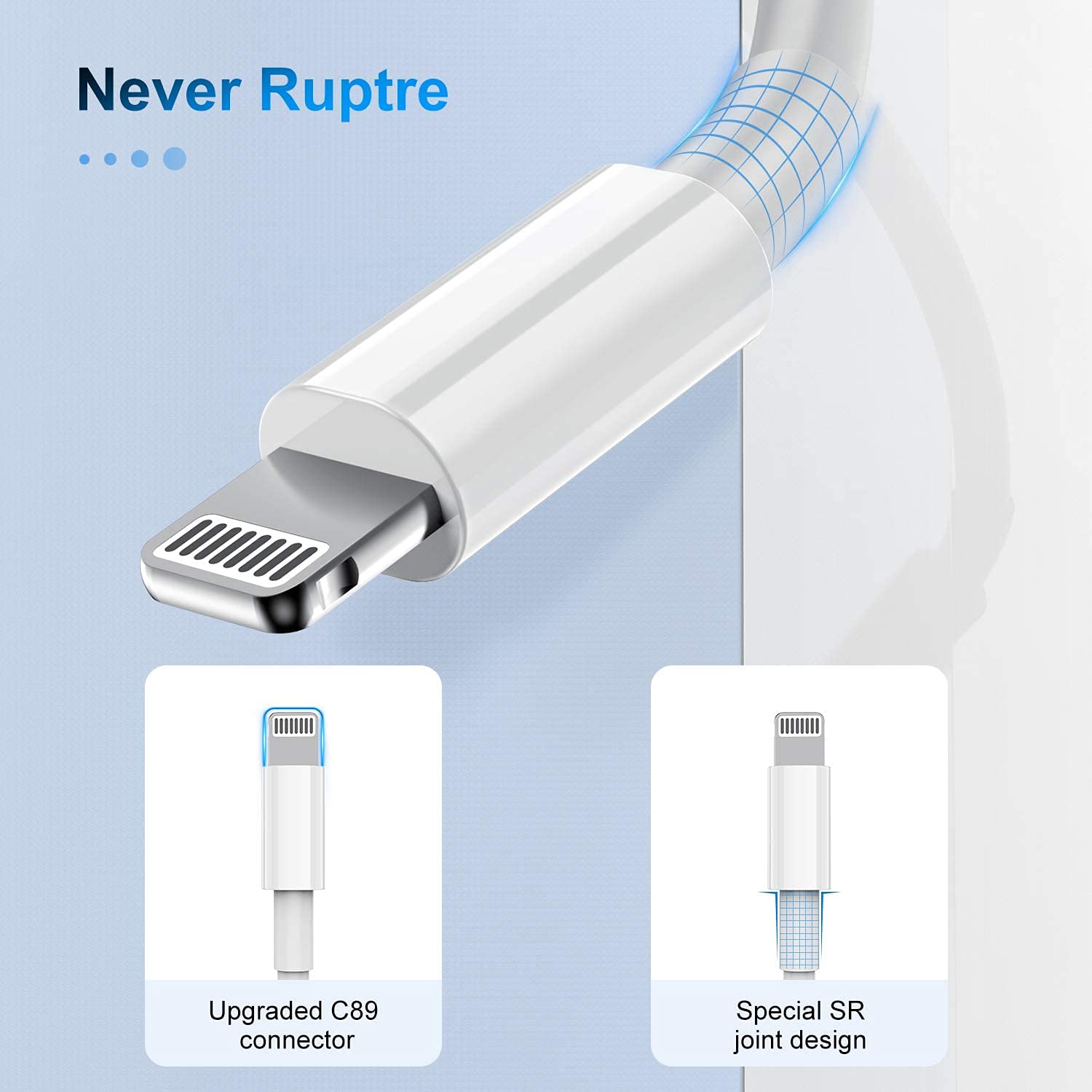 Certificado Apple MFi Cable corto USB-C a Lightning (paquete de 3 0.6 pies), cable de carga rápida para iPhone, cable de carga USB-C de entrega de