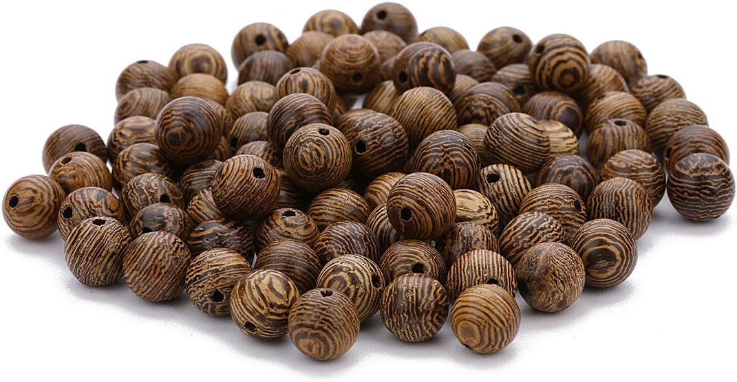 300 cuentas de madera africanas de color marrón oscuro, cuentas redondas naturales de madera para manualidades para pulseras y suministros de