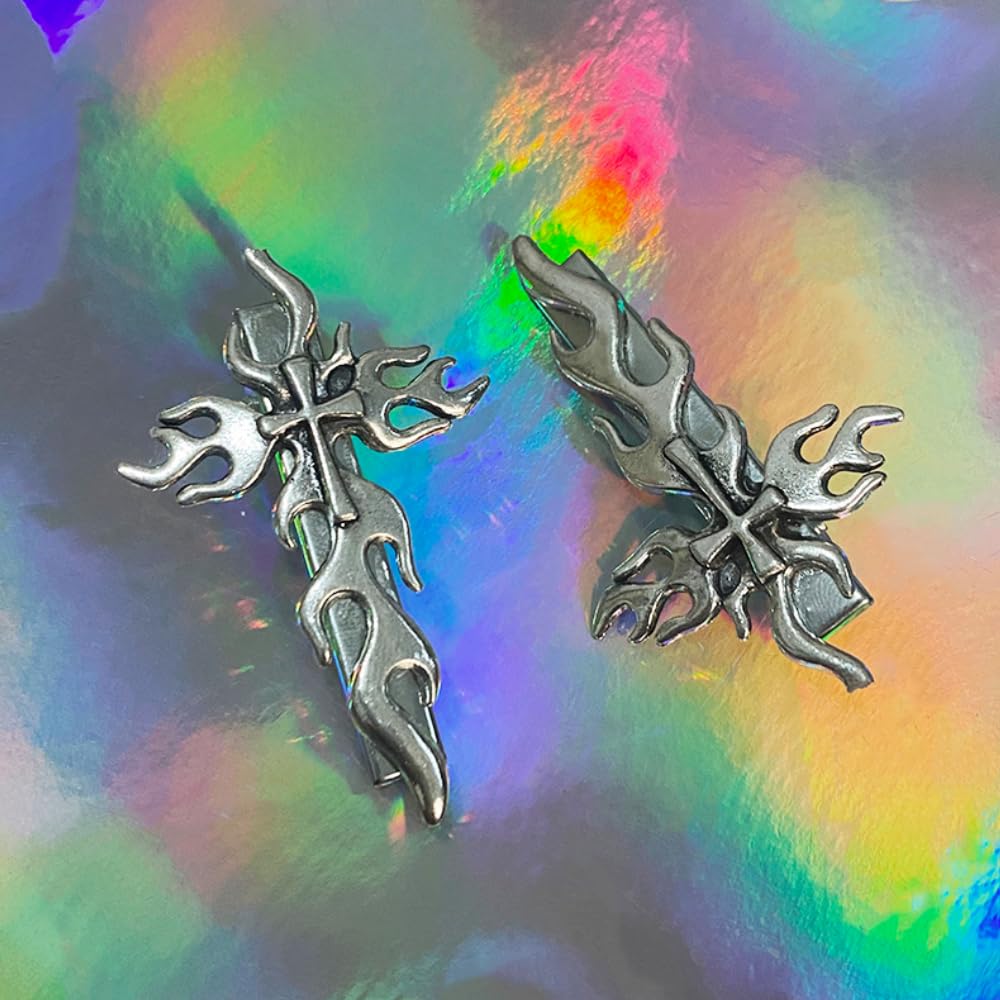 1 par de pinzas de metal retro para el cabello, horquilla cruzada de Halloween con pinzas de pico de pato punk, fabricación de estilos de cabello
