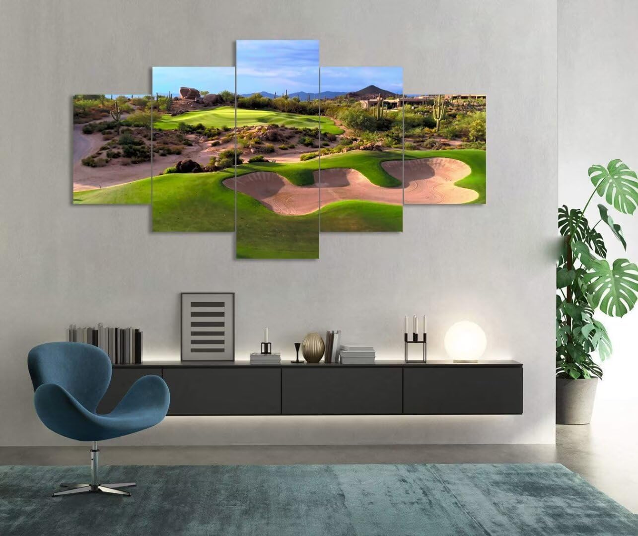 chenchenArt Arte de pared de campo de golf del desierto de Arizona para sala de estar, dormitorio, baño, decoración del hogar, campos de golf de