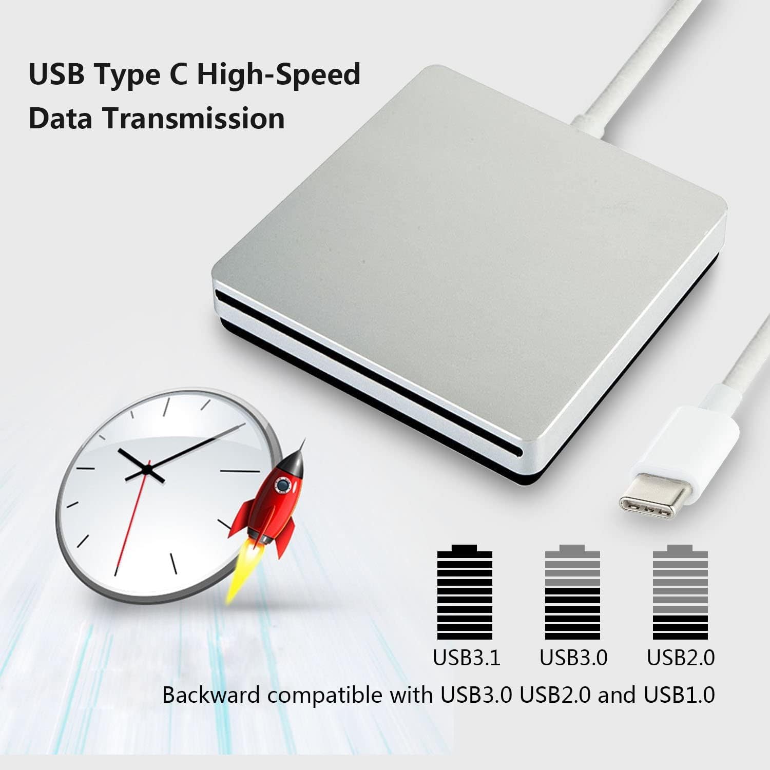 Unidad externa de DVDCD USB-Ctipo c lector de DVDCD y grabadora de DVDCD para Apple-MacBook AirProiMacMiniMacBook ProASUSDELL portátil, etc