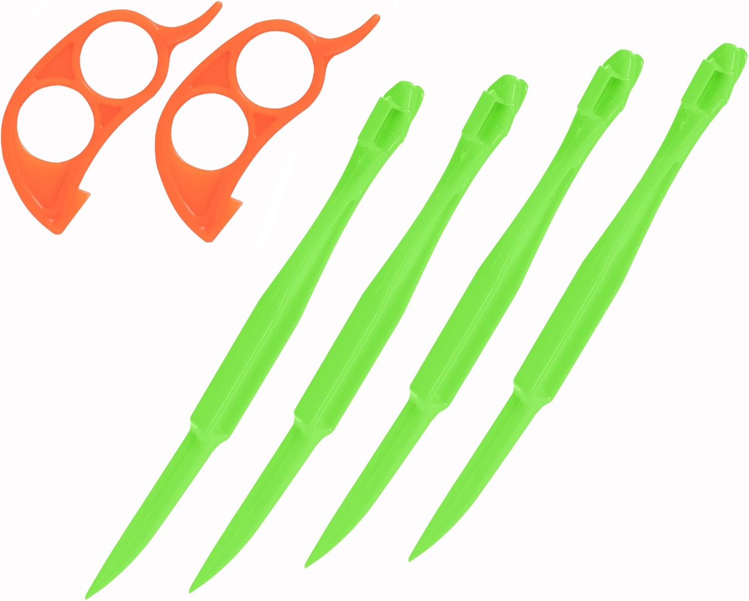 Pelador de naranja de plástico de alta calidad, cortador de cáscara de cítricos de limón, herramientas de frutas (mango largo tipo verde, paquete de