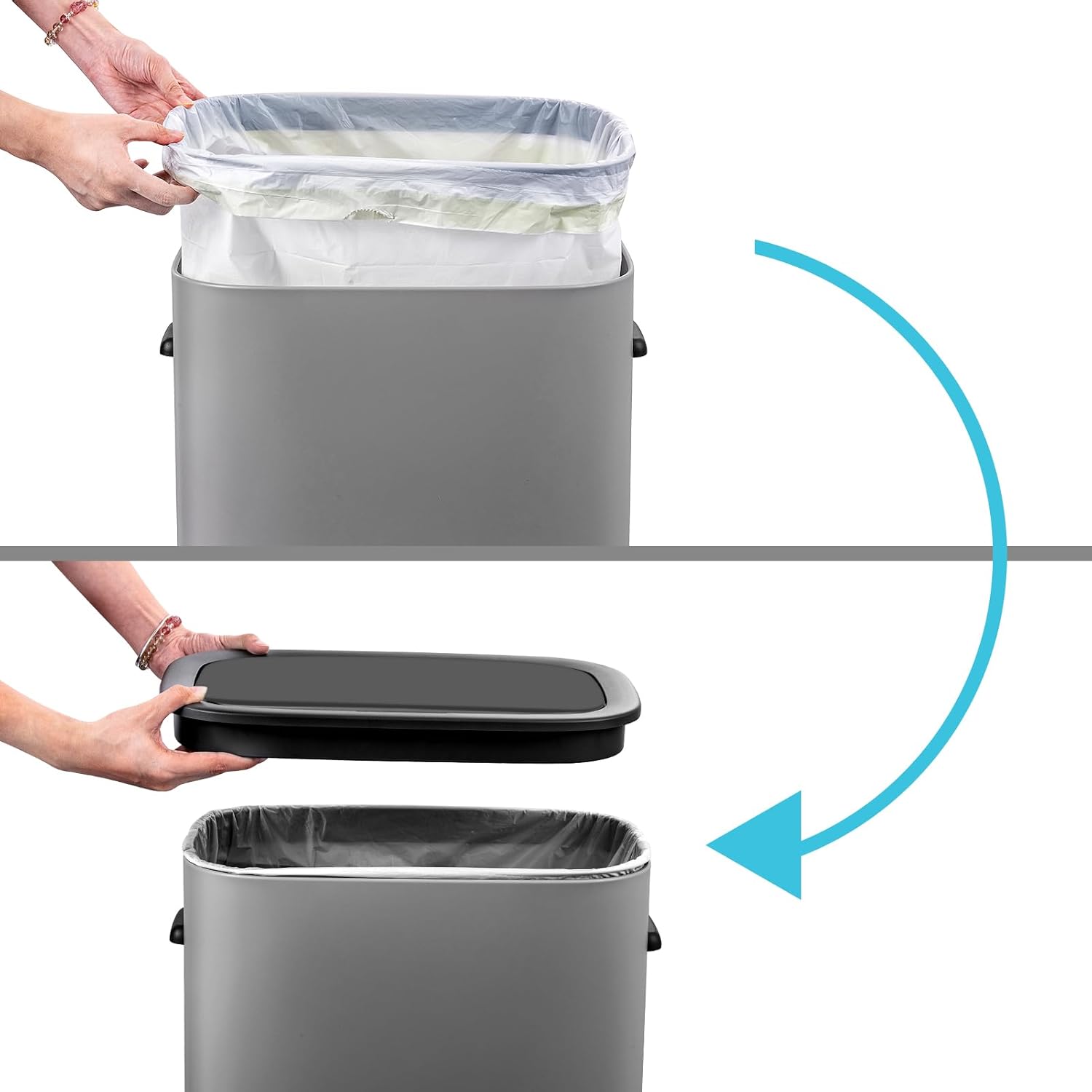 Basurero de cocina de 55 litros14.5 galones, bote de basura automático con sensor de movimiento y sin tacto, diseño silencioso antihuellas, adecuado
