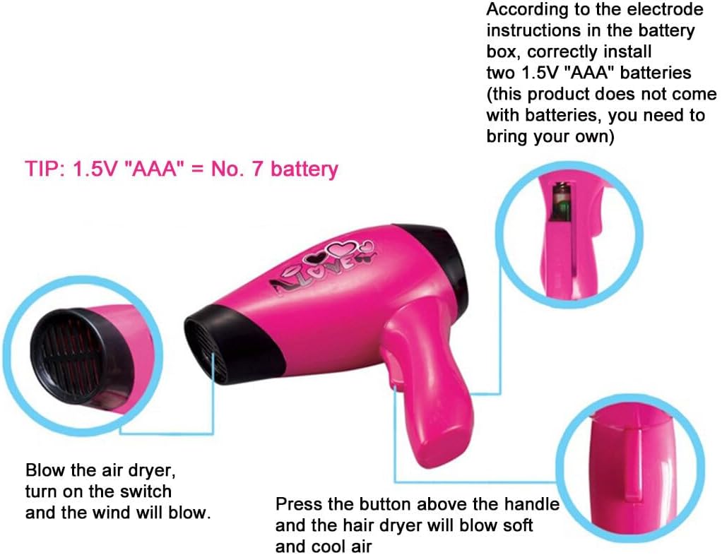 ClearEdge Cabeza de muñeca para peinar el cabello con accesorios para secador de pelo, juego de maquillaje para niños, juego de maquillaje para