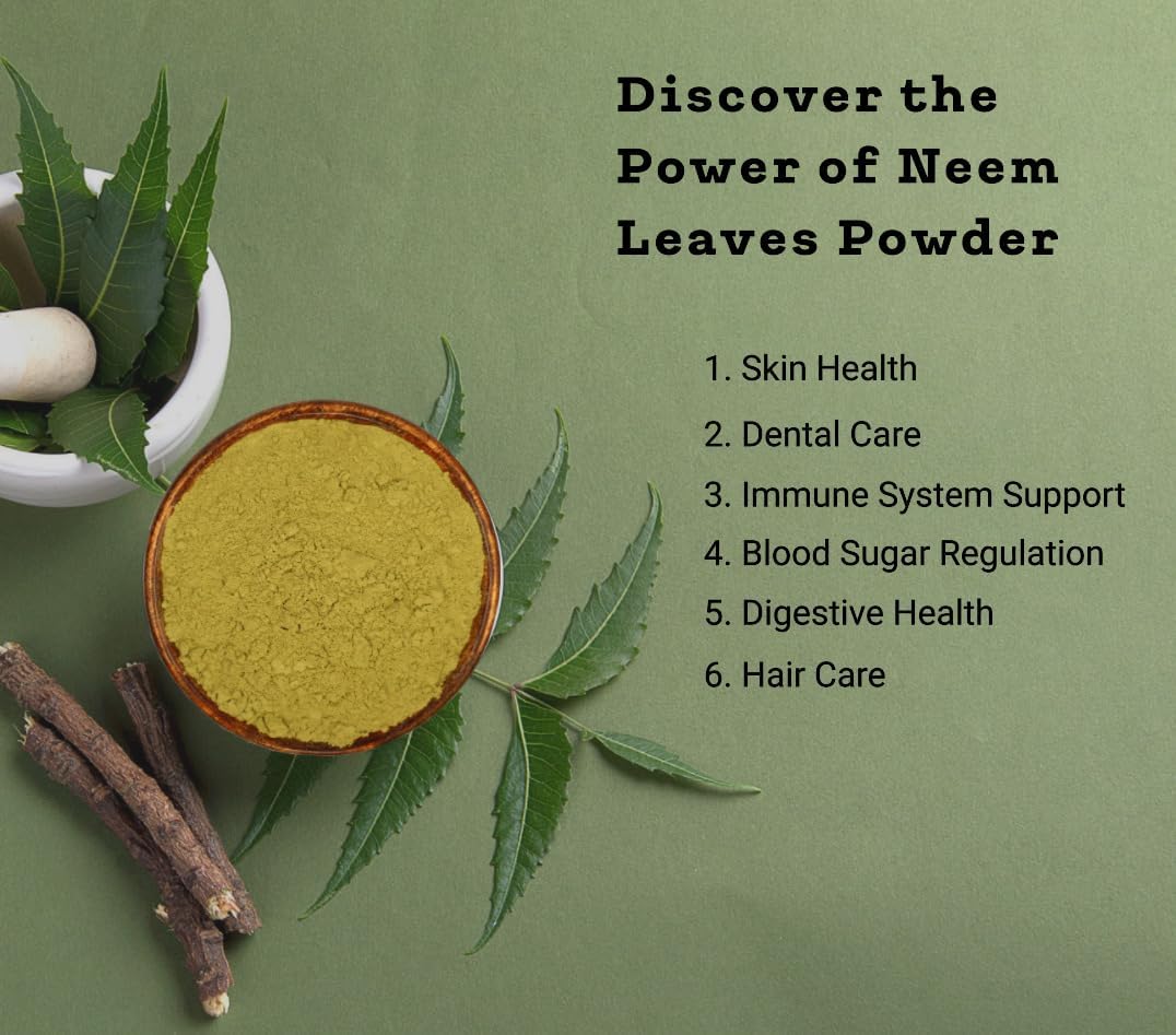 Combo de hojas de neem orgánicas en polvo y polvo de semillas de fenogreco (8 onzas cada uno) para tu cuidado de la salud, cuidado del cabello y