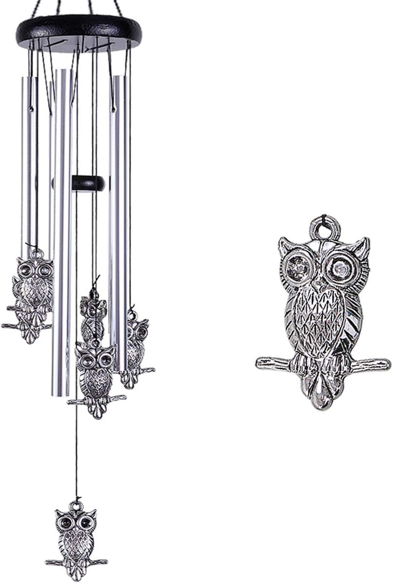 Campanillas de viento de búho al aire libre para decoración de interiores, campanas de viento de búho hechas a mano, campana de viento romántica