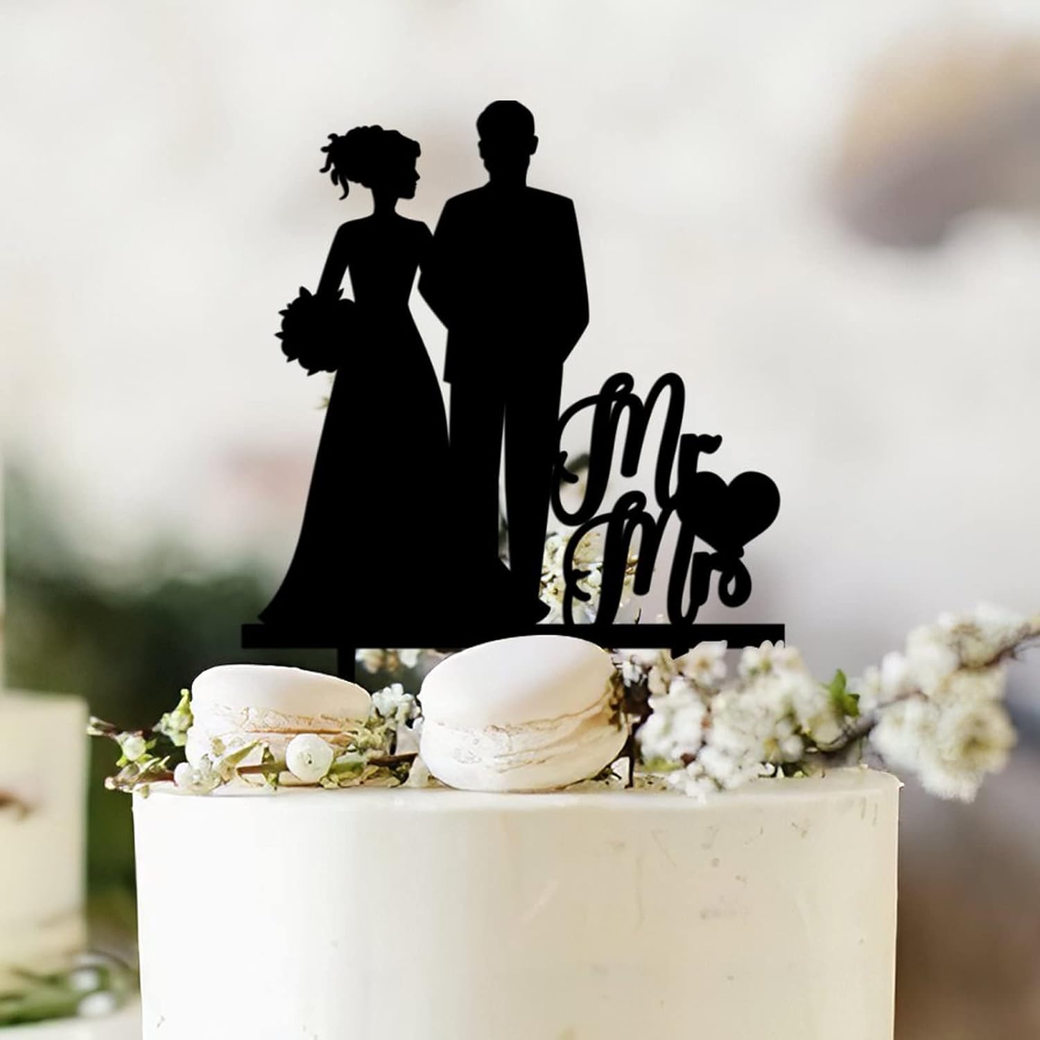 Silueta afroamericana de novia y novio, decoración de pastel de boda afro, boda de corazón de amor, decoración de pastel de madera acrílica para