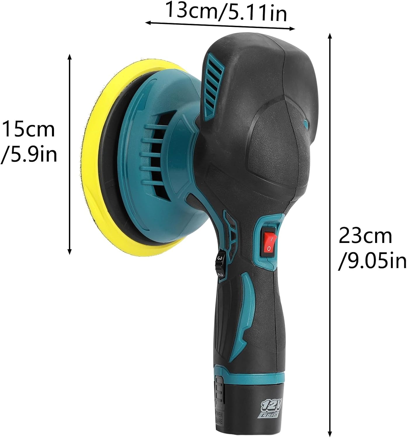 Pulidora inalámbrica para automóvil, máquina pulidora con 2 piezas de batería de 12 V con 6 velocidades variables, pulidor de doble acción con