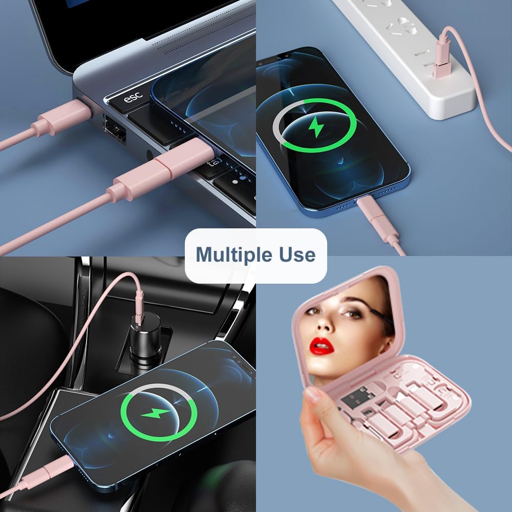 YANZIE Adaptador USB-C a USB, caja de cable USB C a iluminación contiene espejo de maquillajecable USB CMicro USB a USB CUSB A a USB C, adaptadores
