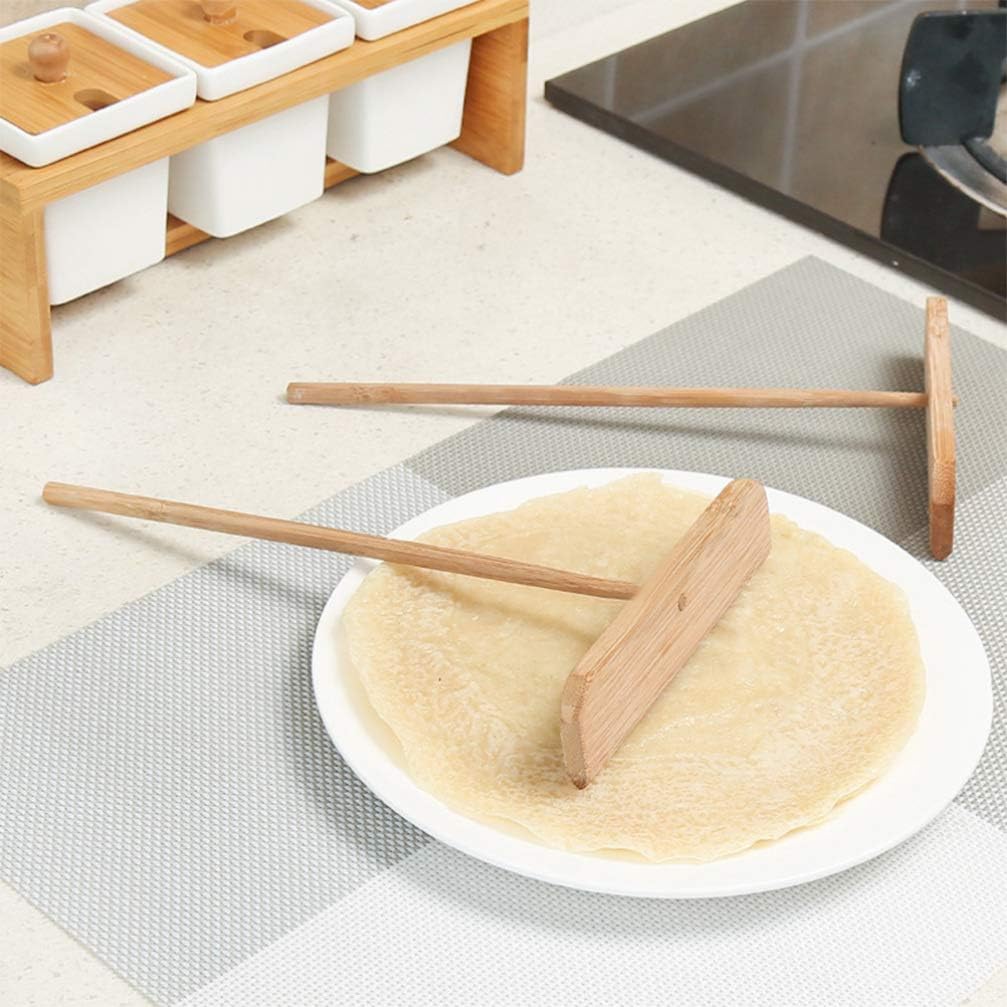 Luxshiny Esparcidor de panqueques para el hogar, esparcidor de madera en forma de T, crepé, raspador de panqueques, herramientas para tartas,