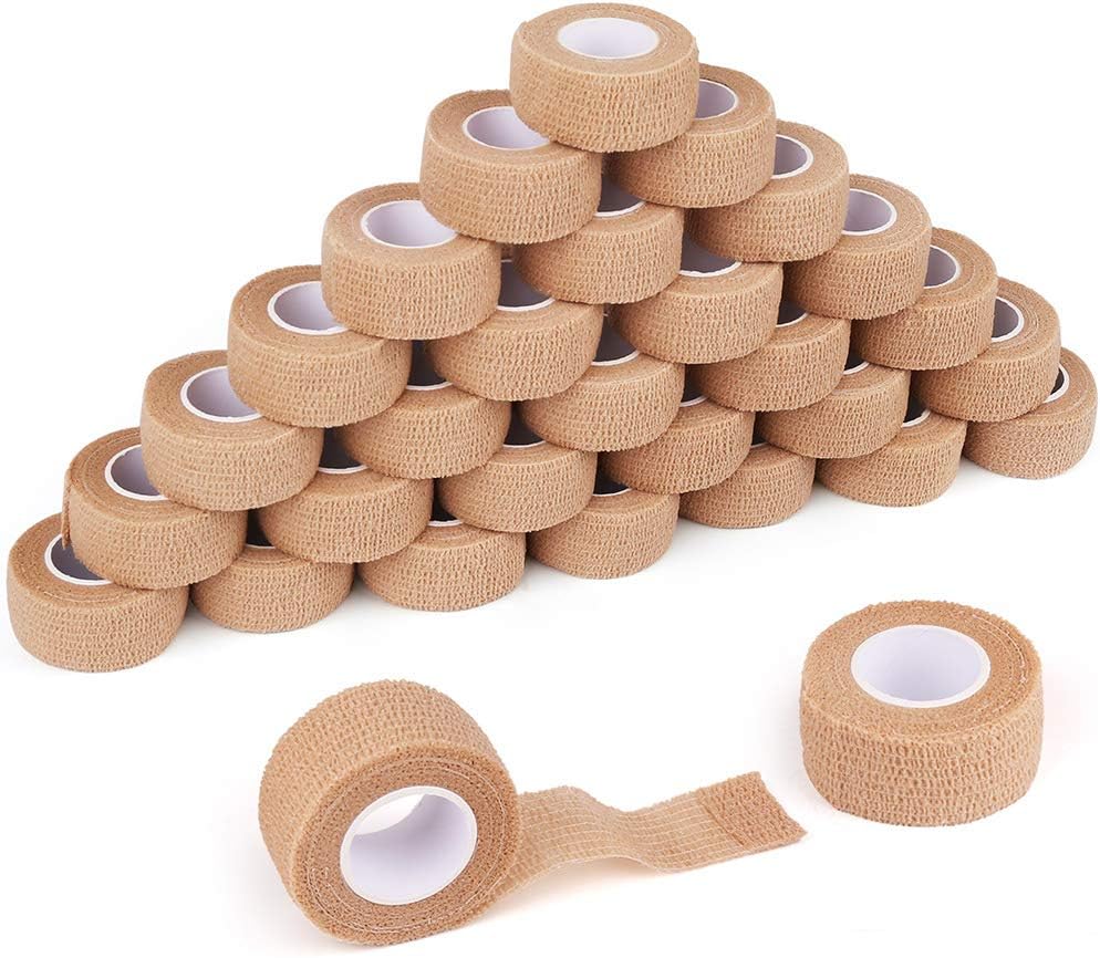 LotFancy Cinta autoadhesiva, paquete de 30, 1 pulgada x 5 yardas, vendaje autoadhesivo para vendaje elástico, cinta médica de primeros auxilios para