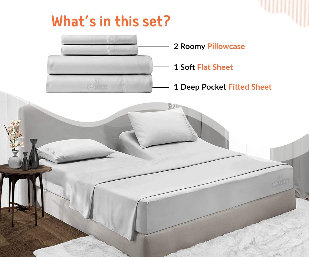 SGI – Juego de sábanas flexibles divididas superiores para cama ajustable de 36 pulgadas, cabeza dividida King, 600 hilos, algodón egipcio suave y
