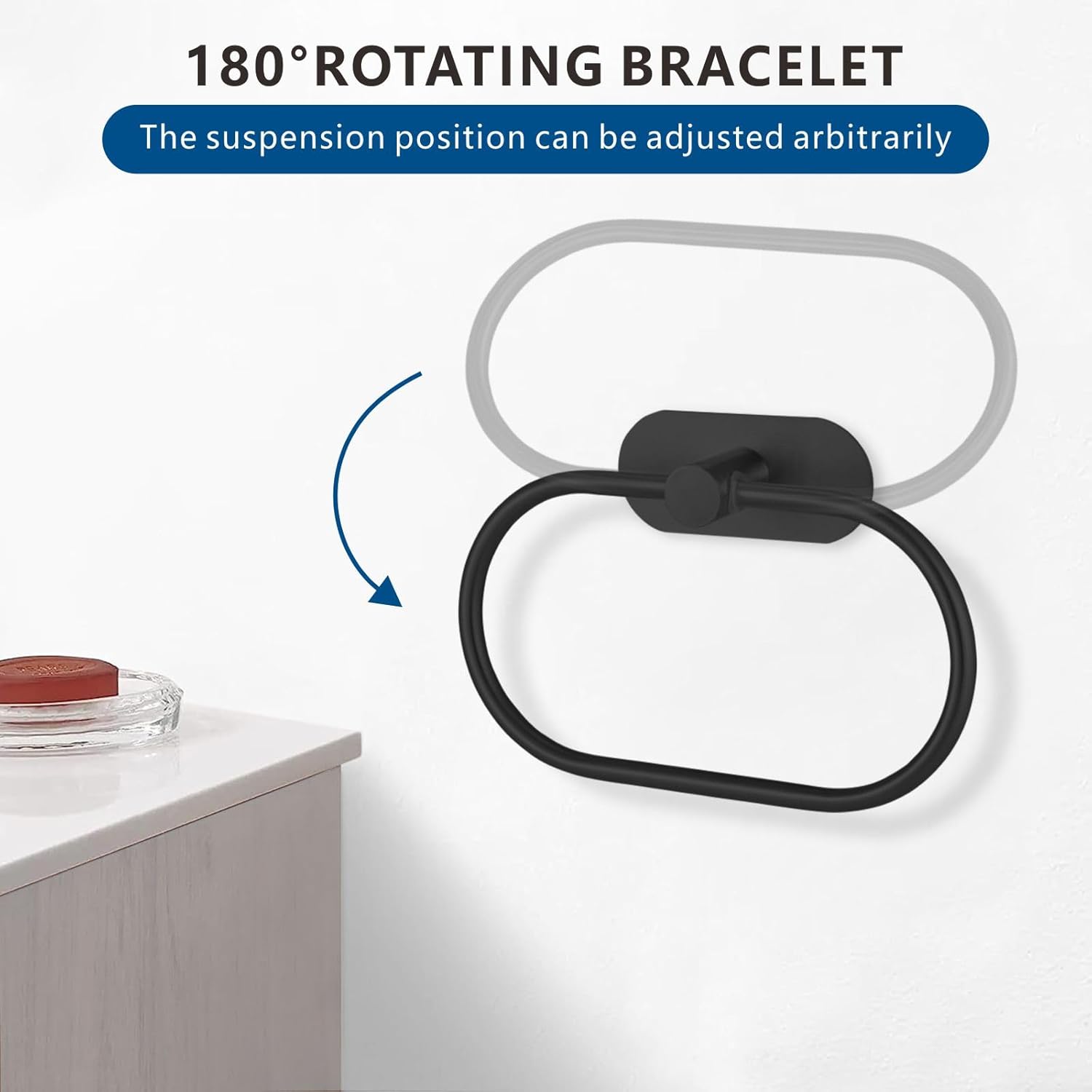 Toallero  anillo de toalla de baño, anillo de toalla de mano autoadhesivo para baño, soporte de toalla de mano adhesivo de acero inoxidable, sin