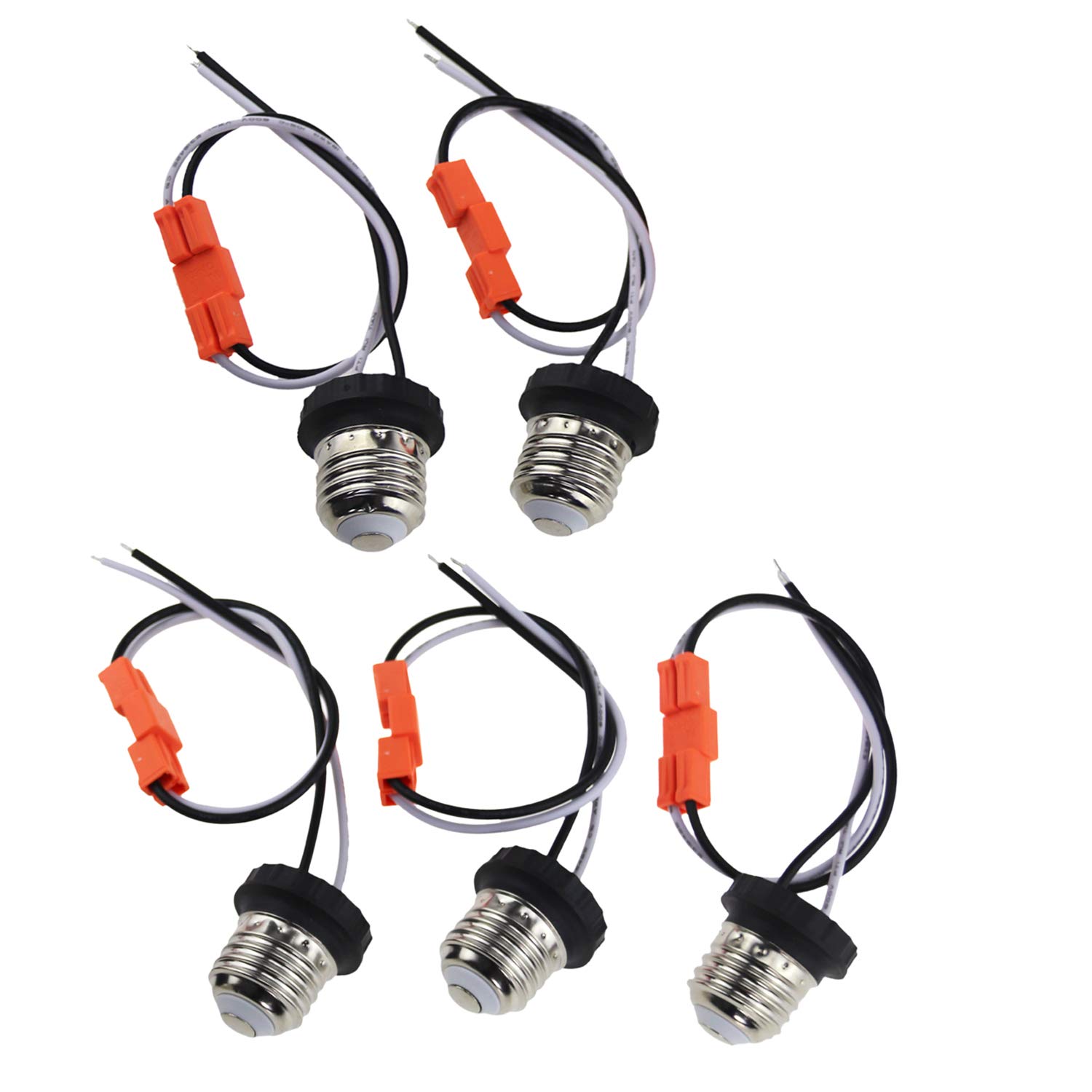 Rextin Edison E26 – Base de adaptador de enchufe macho de rosca para luces de techo LED Downlight paquete de 5