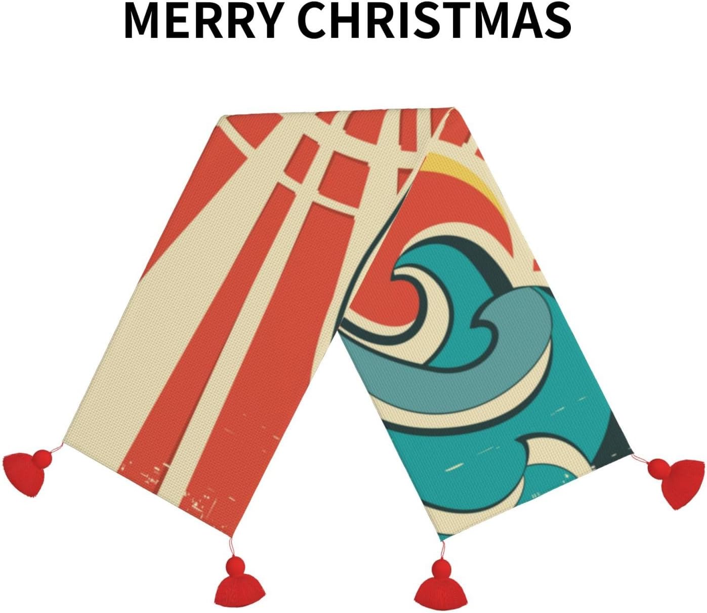 Waves Nature Sun and Sea Christmas Table Runner Dining Table Decor Christmas Decorations Indoor Home Decor Christmas Table Runners Xmas Navidad