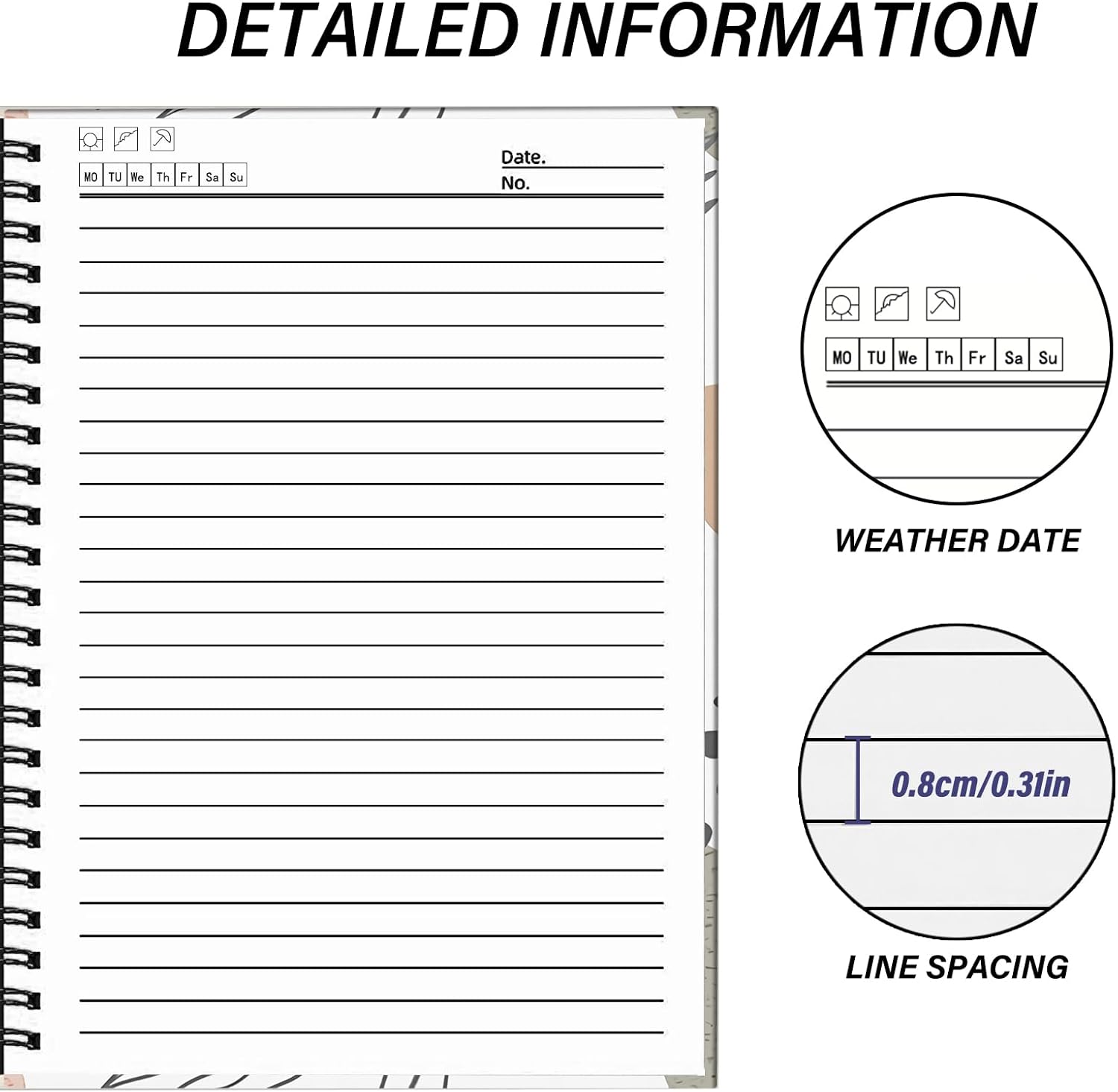 Cuaderno de espiral de tapa dura de 5.5 x 8.3 pulgadas, papel grueso de 80 GSM, 60 hojas, 120 páginas con banda de cierre elástica para niñas,