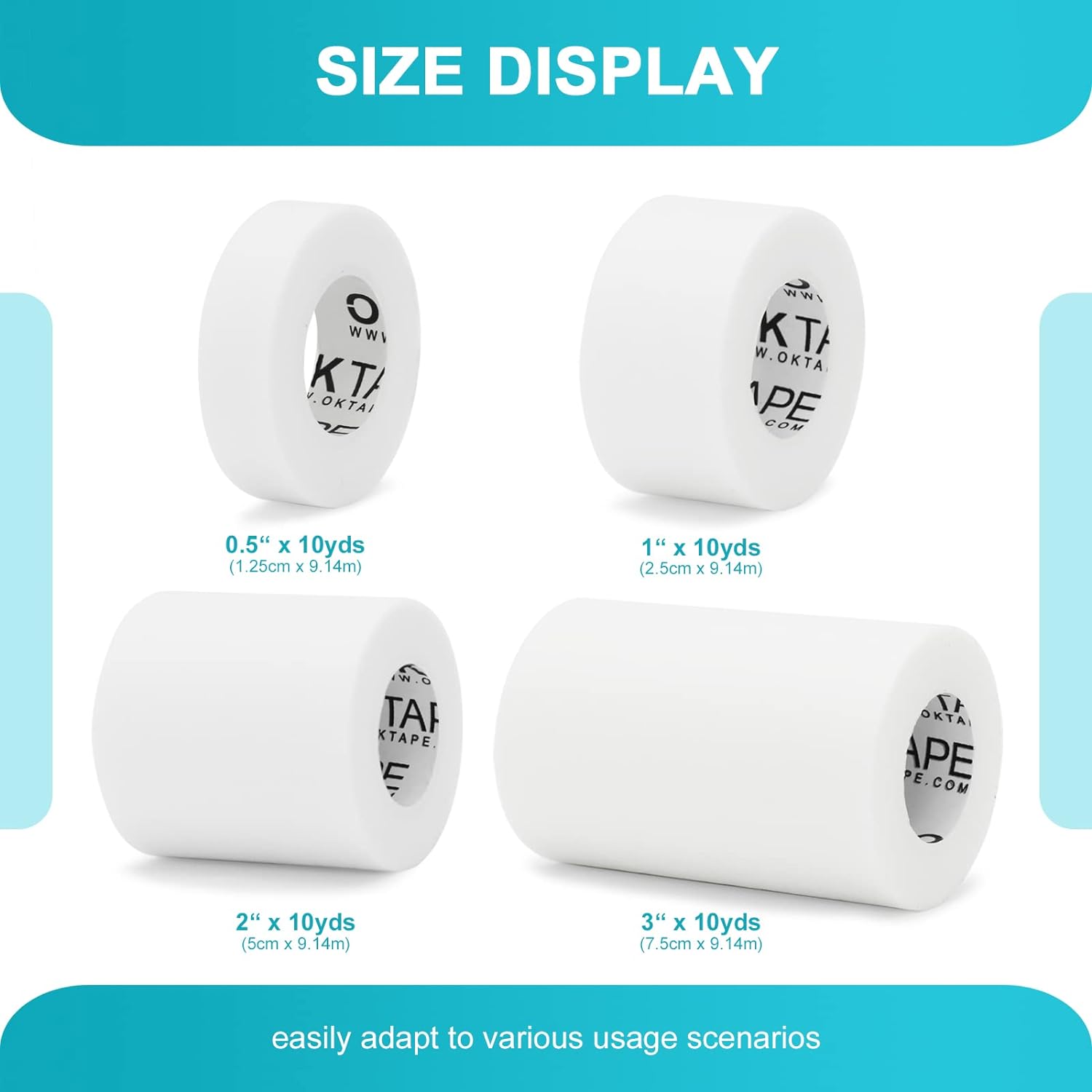 OK TAPE OKPore – Cinta quirúrgica médica no tejida, 4 rollos, 3 pulgadas x 10 yardas