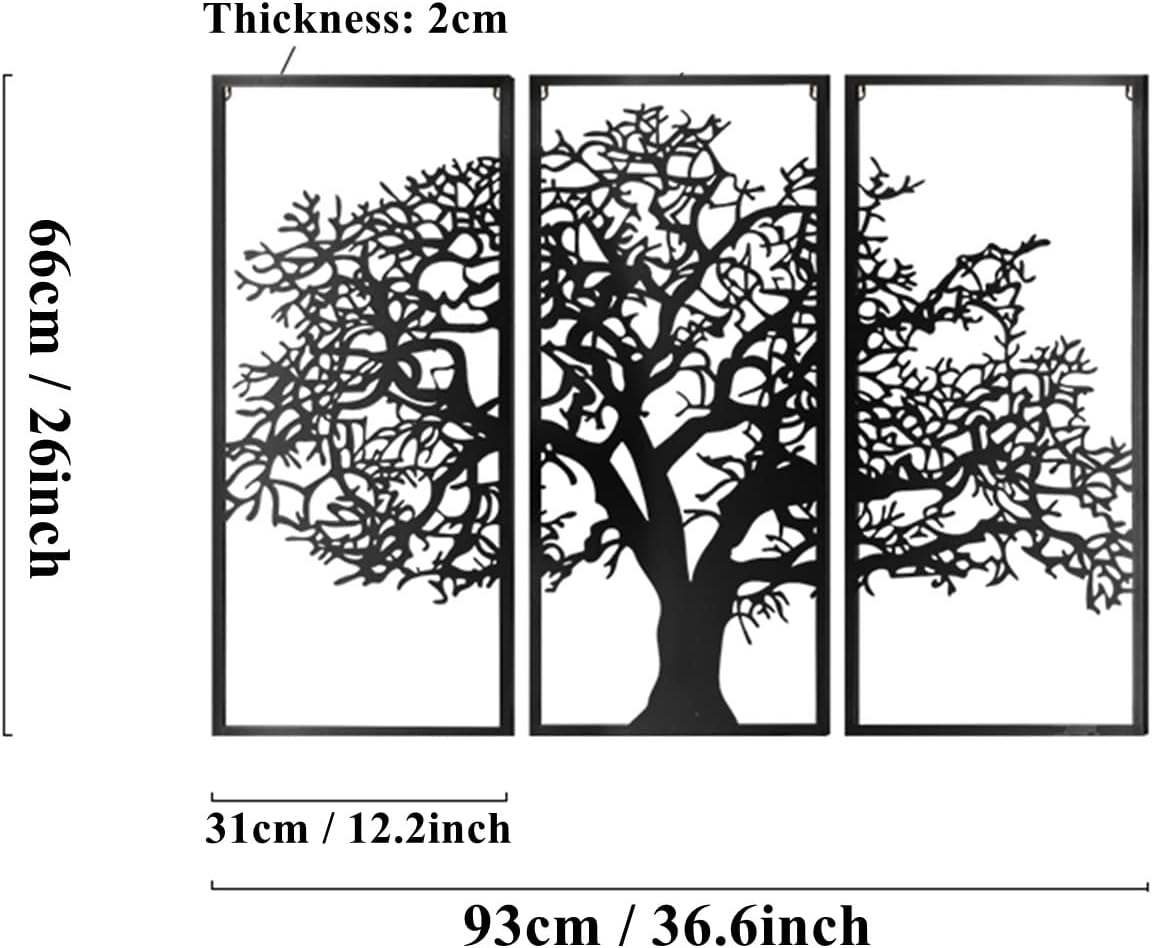 Arte de pared de metal con árbol de la vida, esculturas de pared colgantes de árbol genealógico, perfecto para decoración del hogar, decoración de