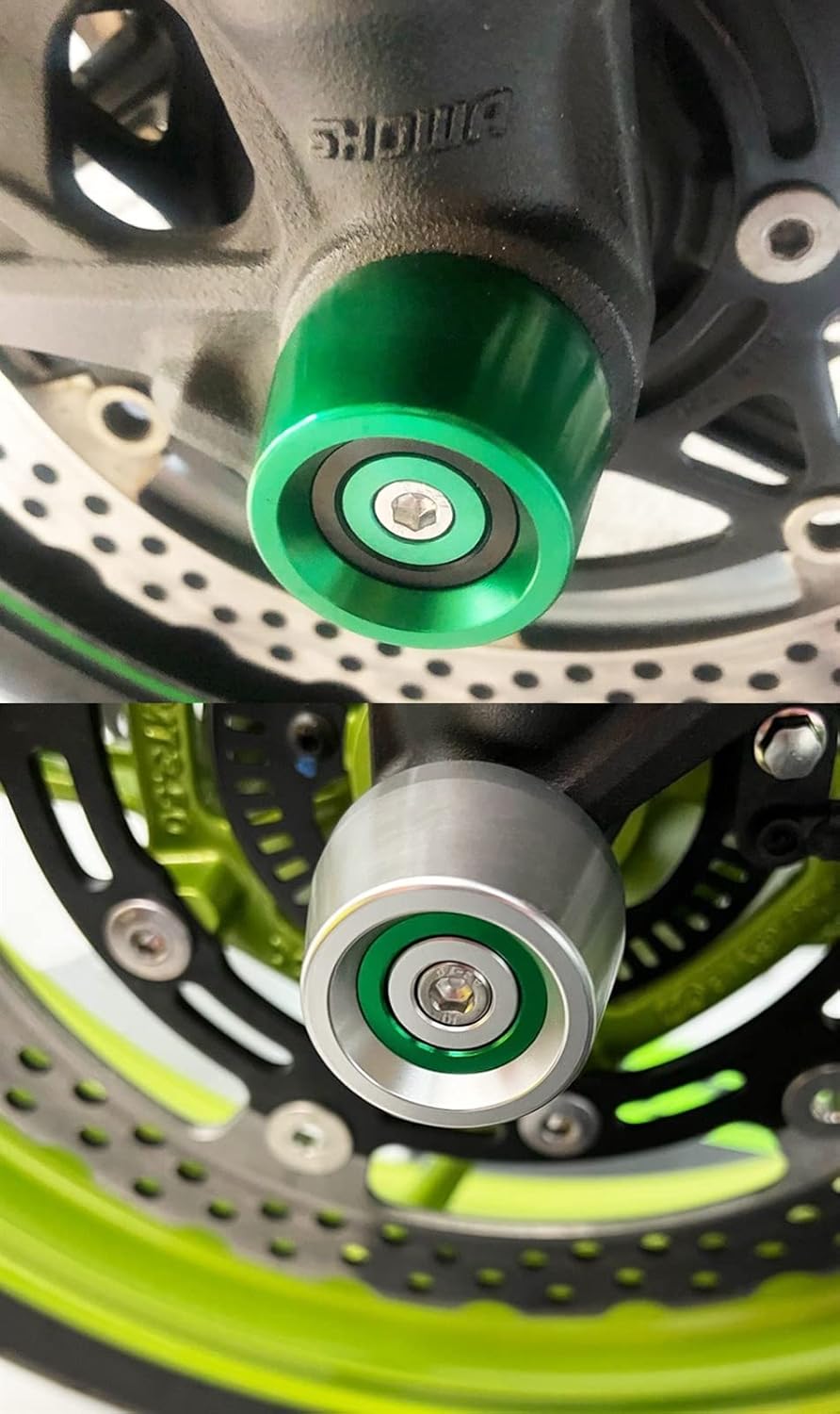 Protección de rueda deslizante para Kawasaki NinjaH2 NinjaH2R Ninja H2 H2R ZH2 Z H2 para motocicleta eje delantero deslizante (color  verde, tamaño