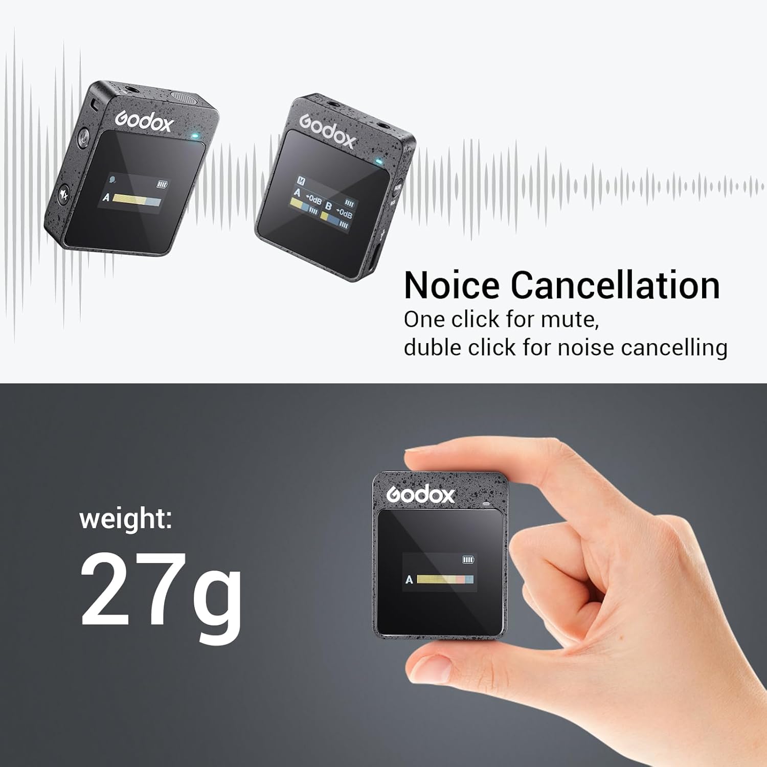 GODOX MoveLink M2 II 2.4GHz Wireless Lavalier Microphone (2 TX+1 RX+Charging Case), 100m (328ft.) Range, Noise Cancelling Mic, Wireless Microphone