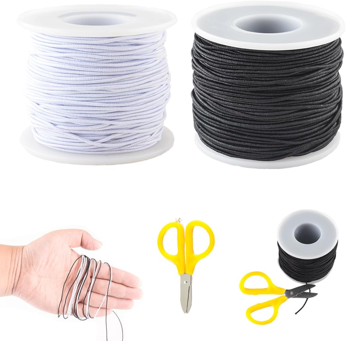 2 rollos de cuerda elástica para pulseras, cuerda elástica de 0.039 pulgadas para hacer pulseras, cuerda de hilo resistente para hacer joyas,
