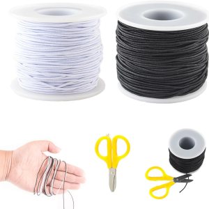 2 rollos de cuerda elástica para pulseras, cuerda elástica de 0.039 pulgadas para hacer pulseras, cuerda de hilo resistente para hacer joyas, 2 rollos de cuerda elástica para pulseras, cuerda elástica de 0.039 pulgadas para hacer pulseras, cuerda de hilo resistente para hacer joyas,