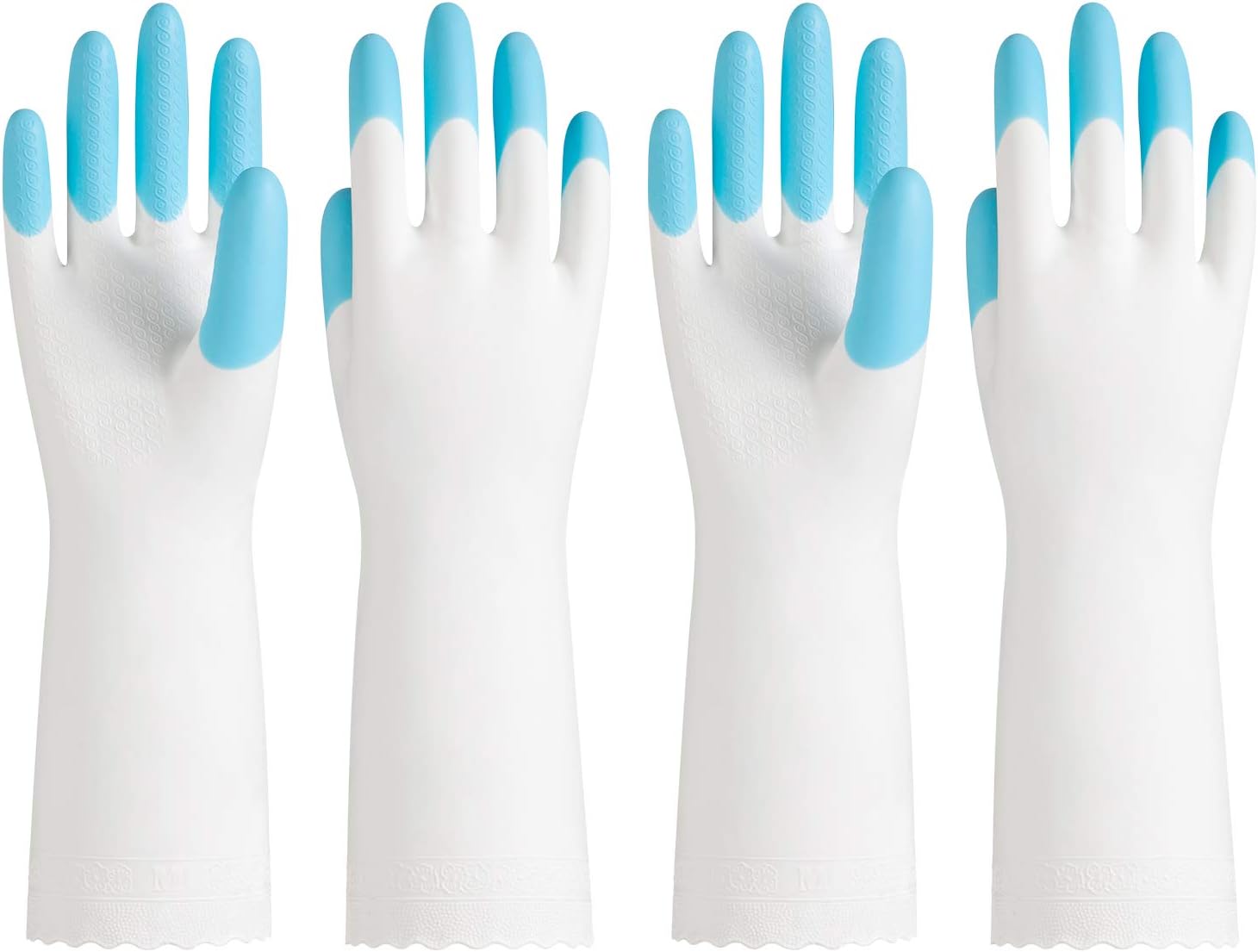 PACIFIC PPE 2 pares de guantes reutilizables para el hogar, guantes de PVC para lavavajillas, sin forro, mangas largas, limpieza de cocina, azul,