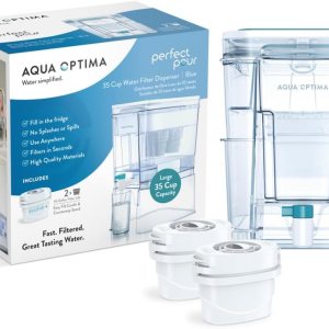 Perfect Pour XL Elite – Dispensador de filtro de agua de 35 tazas para refrigerador de Aqua Optima, reduce los microplásticos, sin BPA, certificado Perfect Pour XL Elite – Dispensador de filtro de agua de 35 tazas para refrigerador de Aqua Optima, reduce los microplásticos, sin BPA, certificado