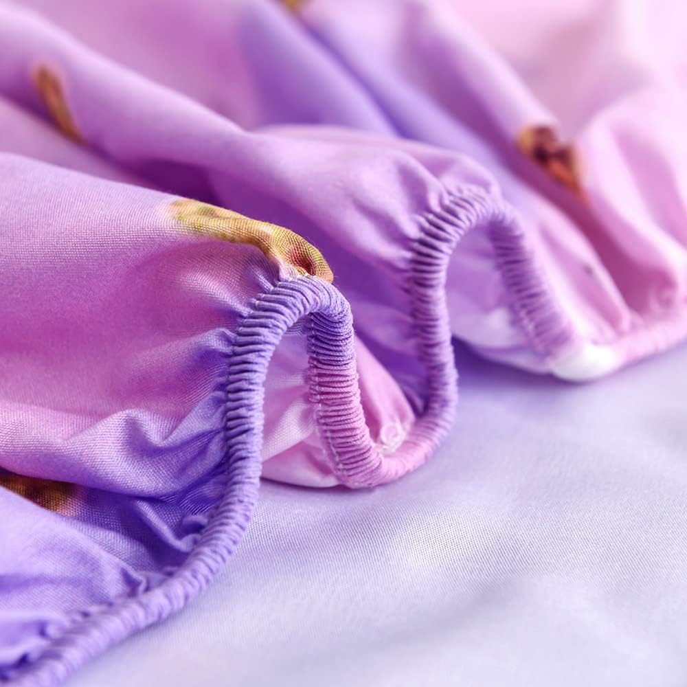 qjmiaofang Juego de sábanas de unicornio tamaño individual, juego de sábanas bajeras de unicornio rosa de 2 piezas para niños y niñas, juego de