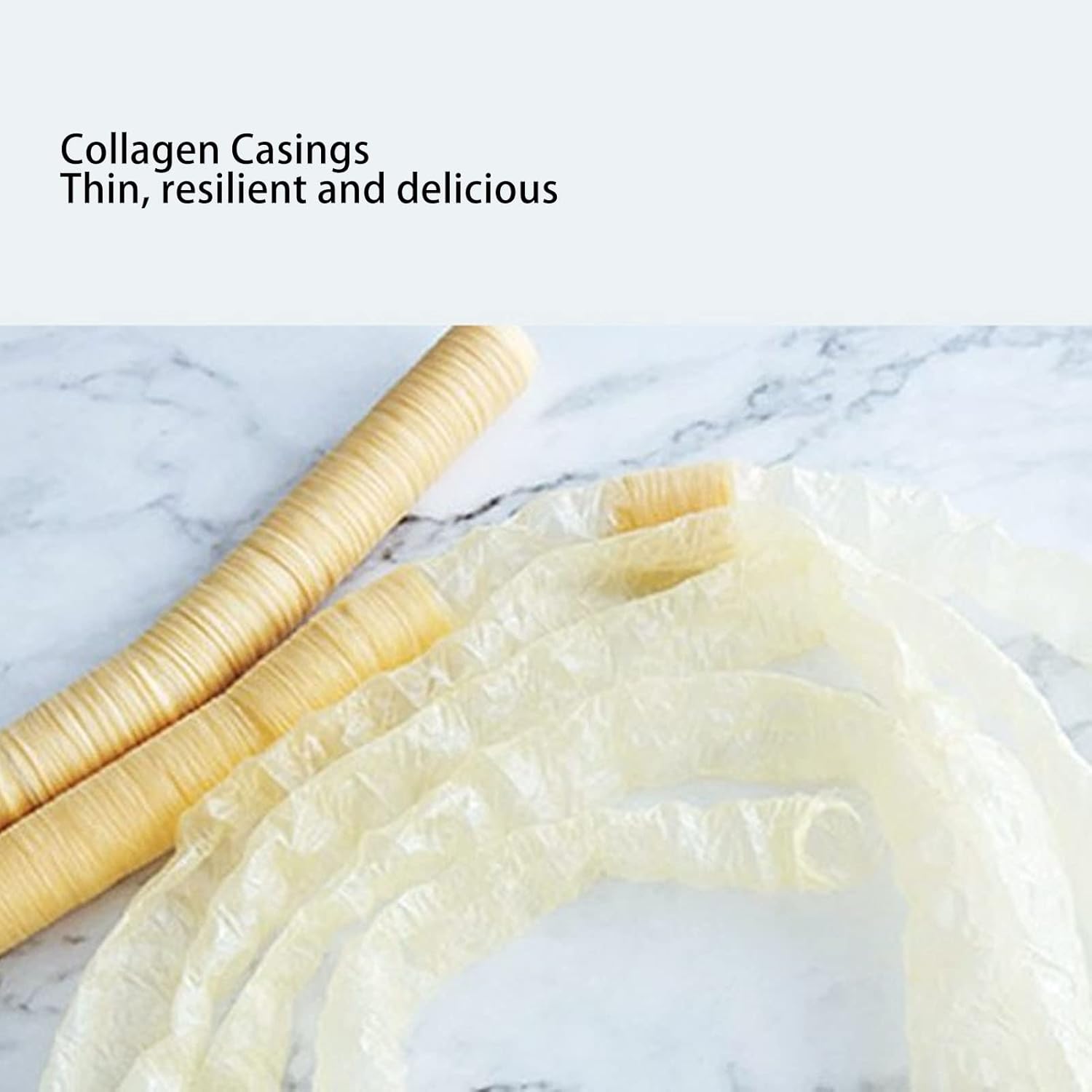 Cubiertas de salchicha de colágeno, transparente comestible de secado en barra de colágeno, tubo de envoltura de salchicha de cerdo seco para