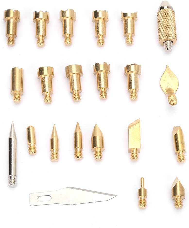 Punta de pluma de soldador, 22 puntas de latón para soldar, punta de pluma de combustión de madera, herramienta de soldadura pirográfica de 60 W,