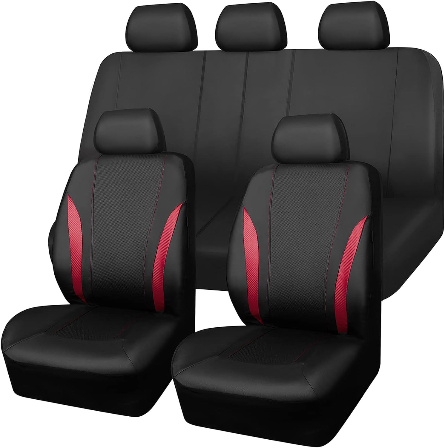 CAR PASS Sporty – Fundas universales de cuero de fibra de carbono para asiento de automóvil, aptas para SUV, camionetas, sedanes, camiones,