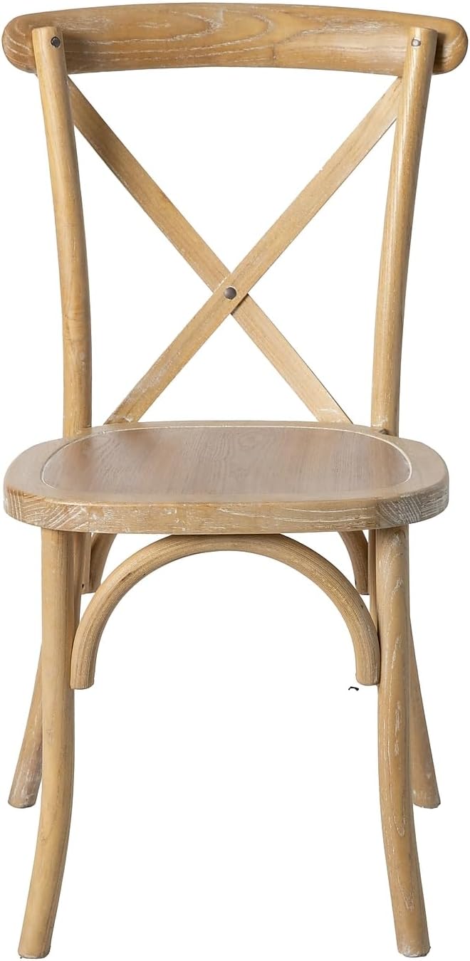 Flash Furniture Advantage Natural – Silla con respaldo en X de grano blanco