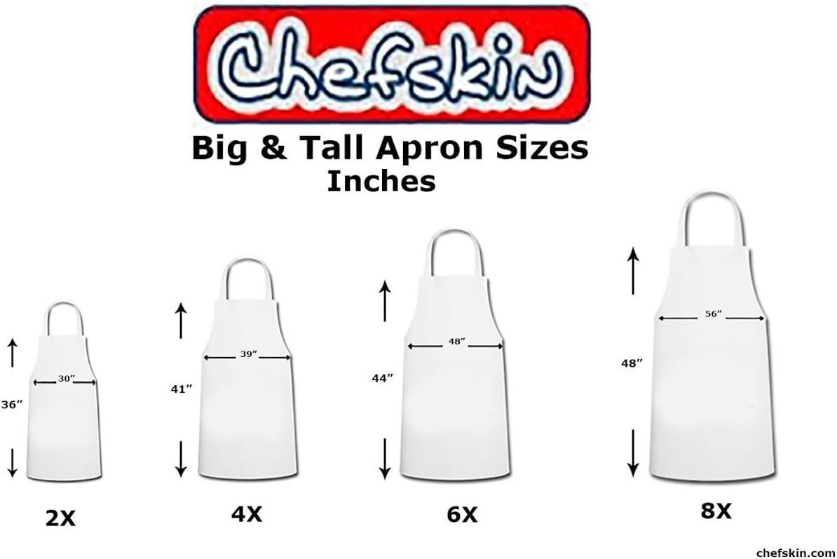 CHEFSKIN Delantal para adultos blanco en sarga ligera 6535, totalmente ajustable en el cuello y bolsillo central con lazos