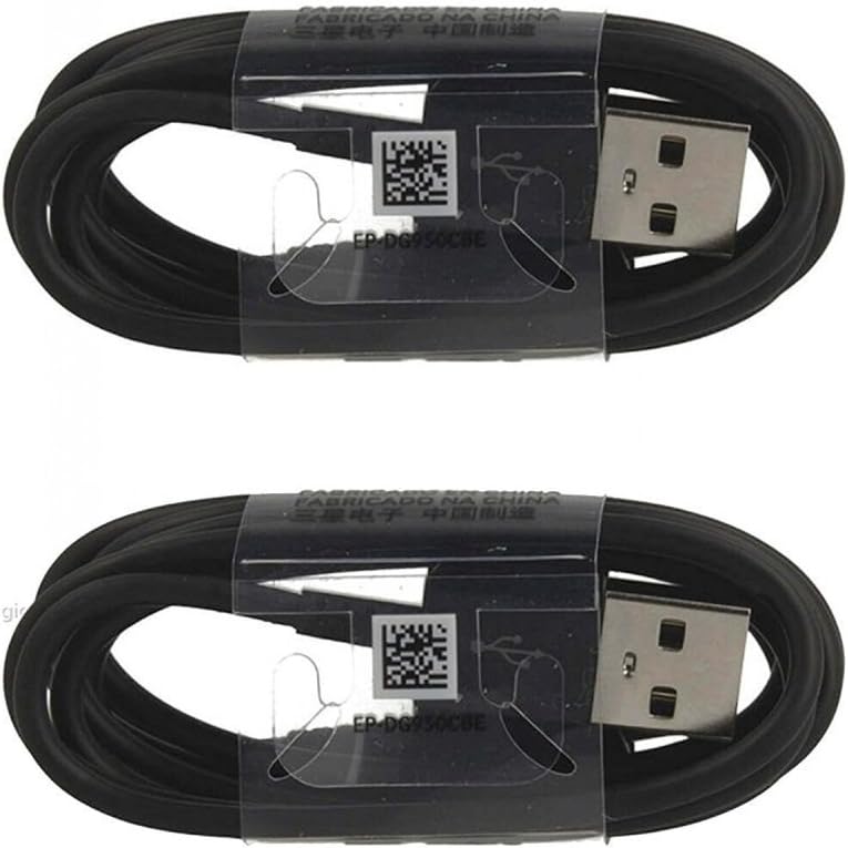 Dos (2) cables de carga de datos OEM SAMSUNG USB-C para Galaxy S9S9 PlusS8S8+Note8 – Negro EP-DG950CBE – Embalaje a granel
